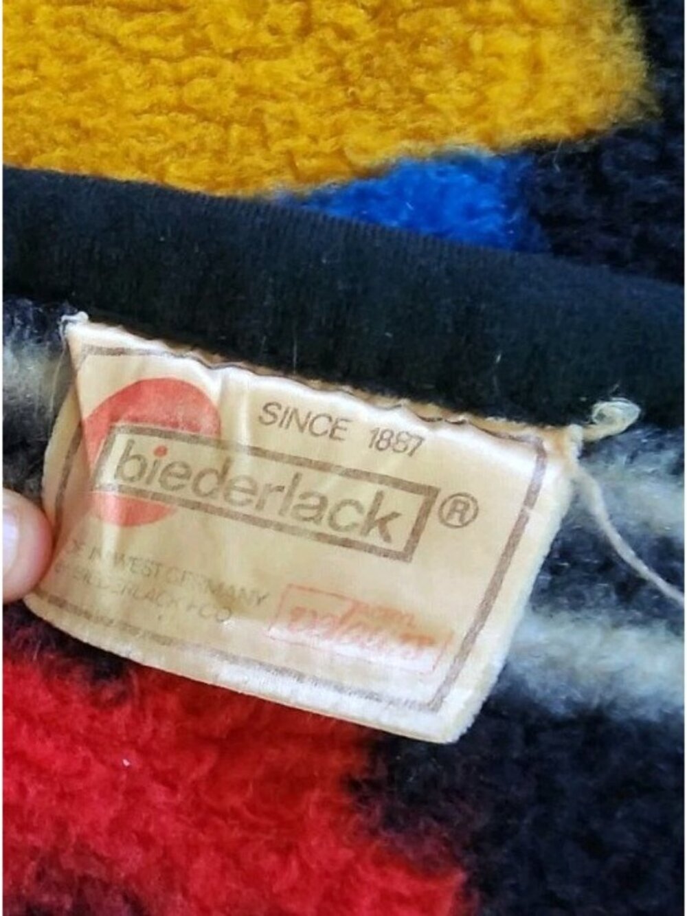 Vintage Biederlack Blanket Throw Aztec Southwest Reversible West Germany Bright - Picture 4 of 7